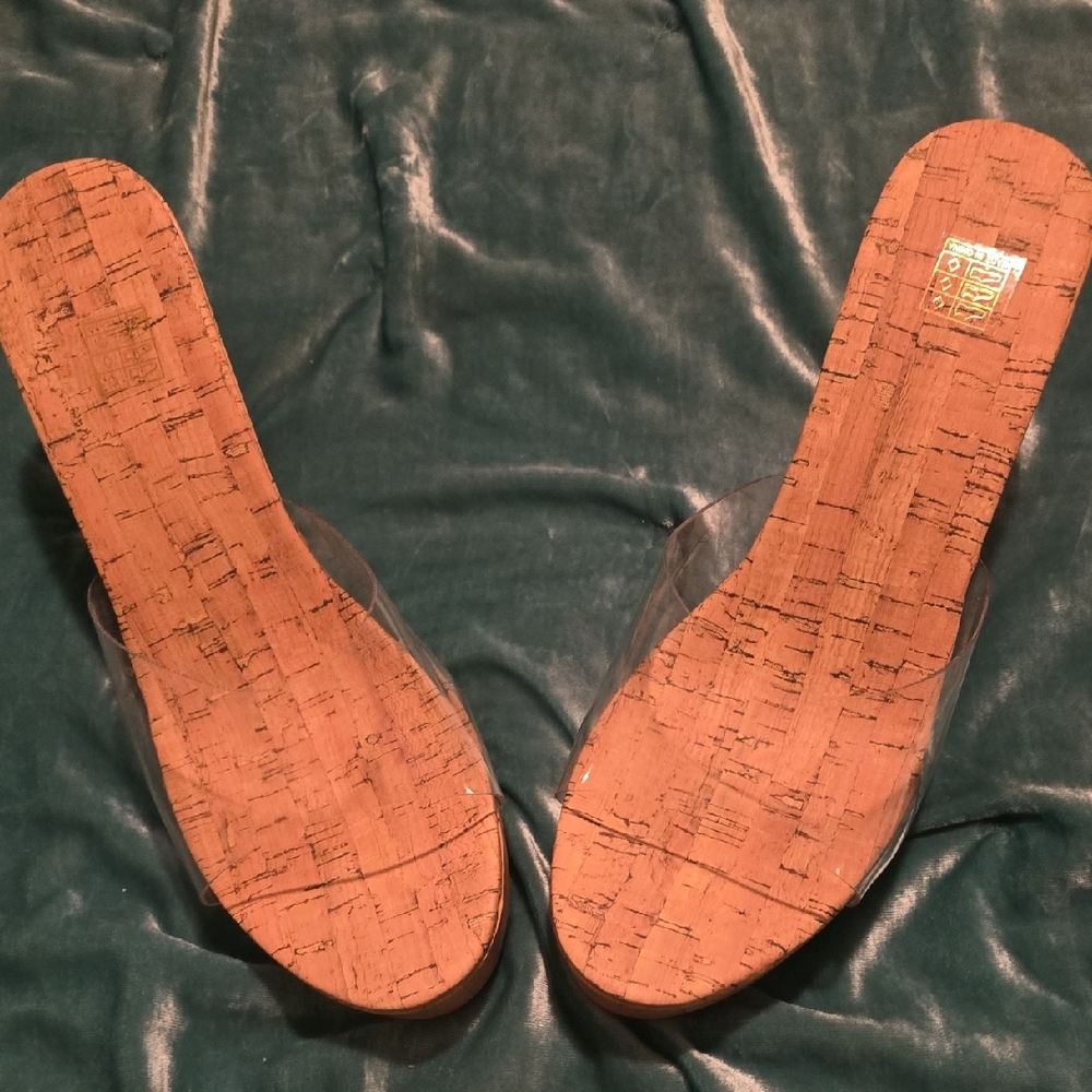Women's Clear Cork Wedge Sandals